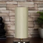 Off-White Cotton Table lamp with Steel Base -1
