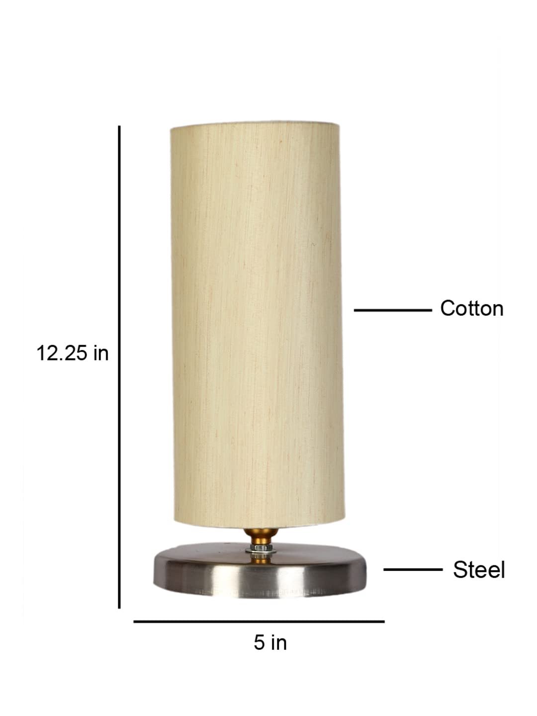 Off-White Cotton Table lamp with Steel Base -1