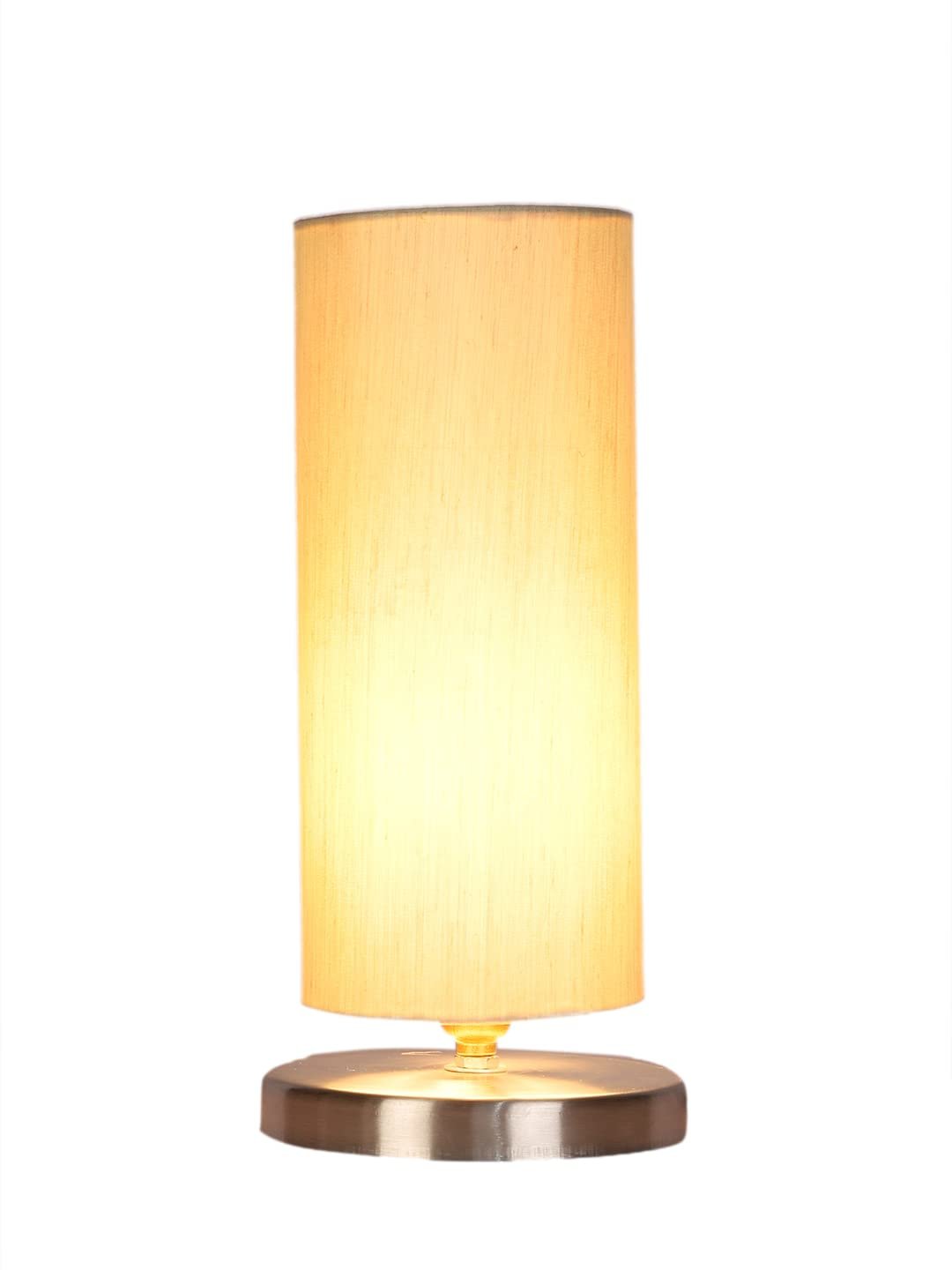 Off-White Cotton Table lamp with Steel Base -1
