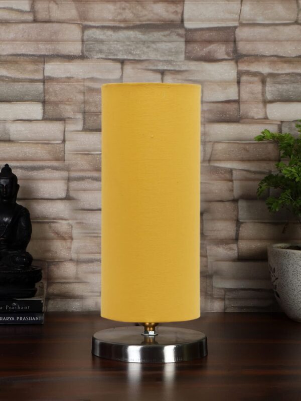 Yellow Cotton Table lamp with Steel Base -5
