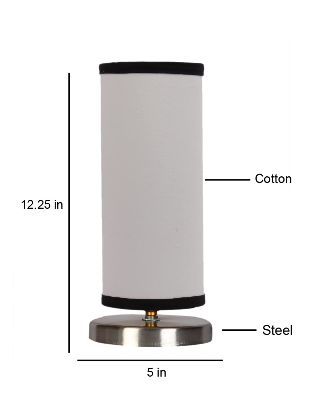 White & Black Cotton Table lamp with Steel Base -7