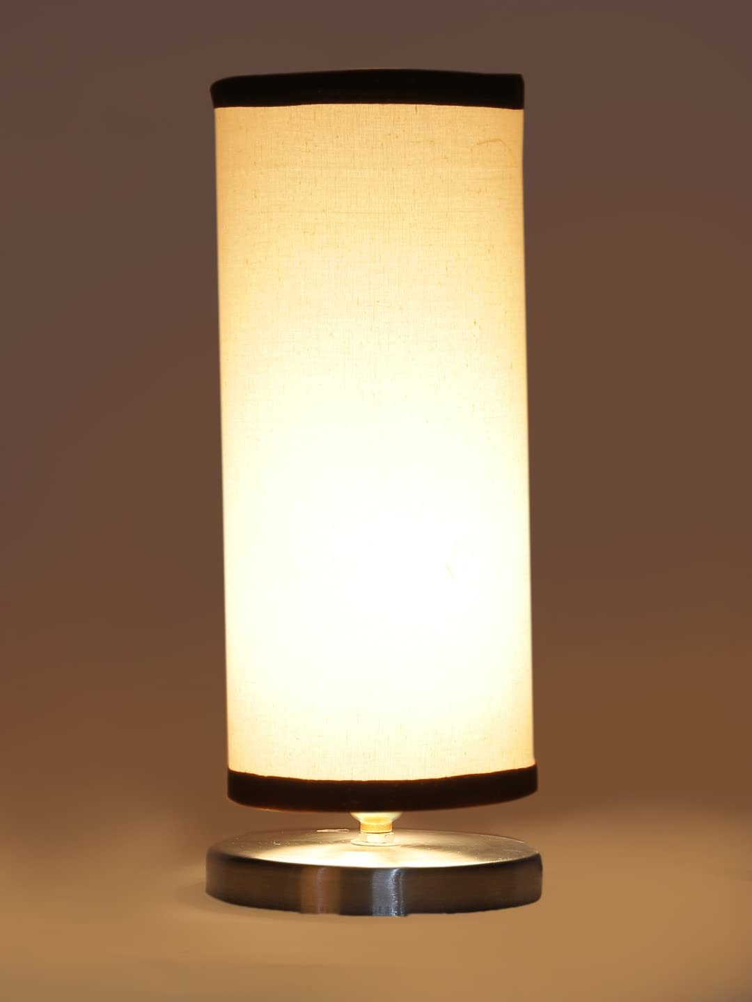 White & Black Cotton Table lamp with Steel Base -7
