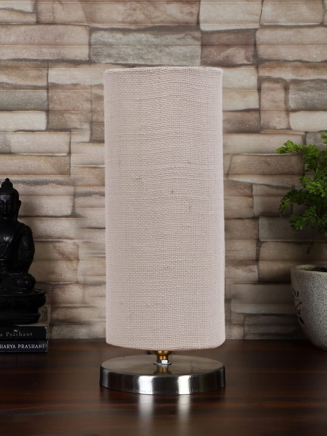 White Jute Table lamp with Steel Base -9