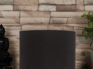 Black Cotton Table lamp with Steel Base -18