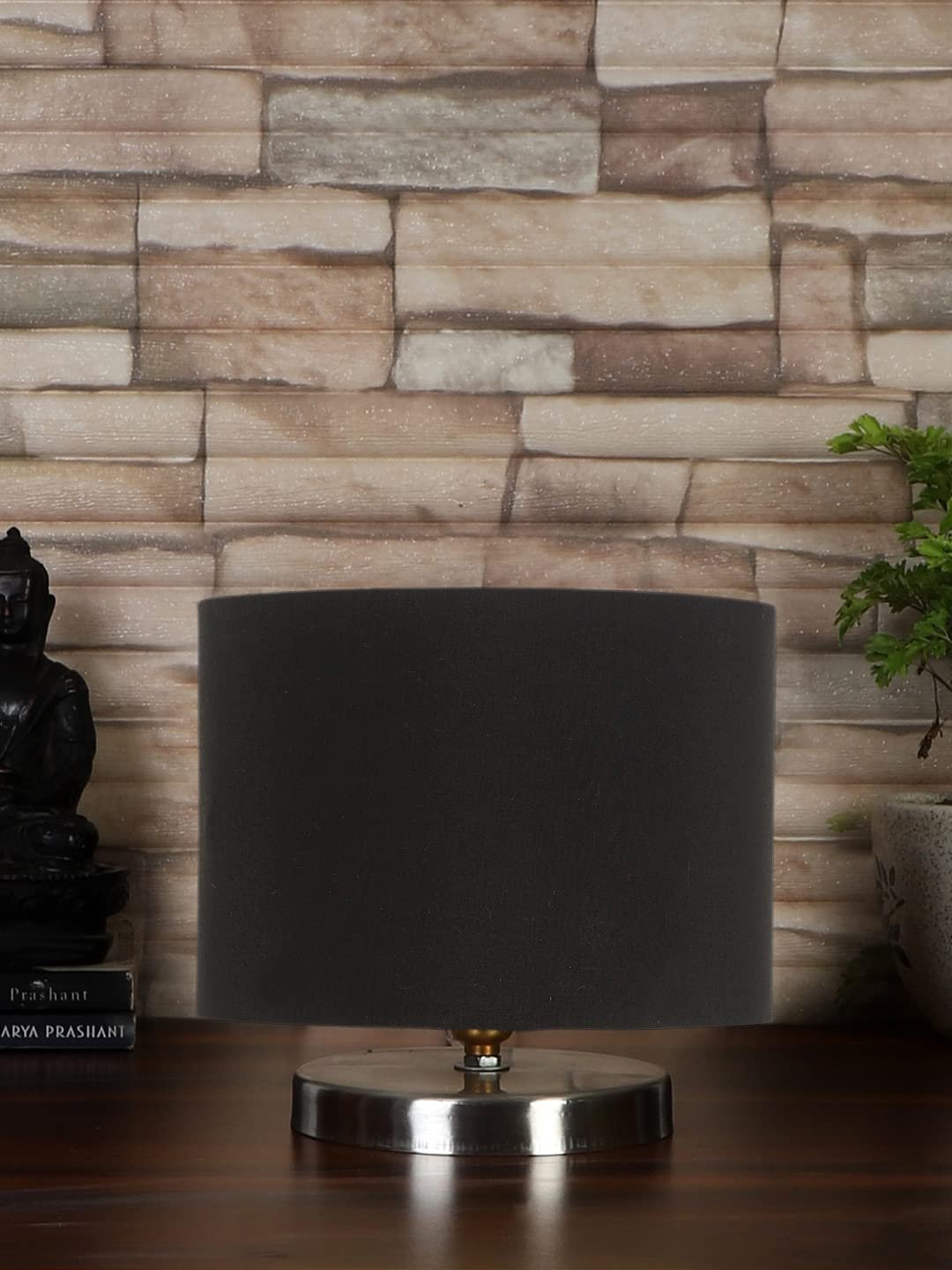 Black Cotton Table lamp with Steel Base -18