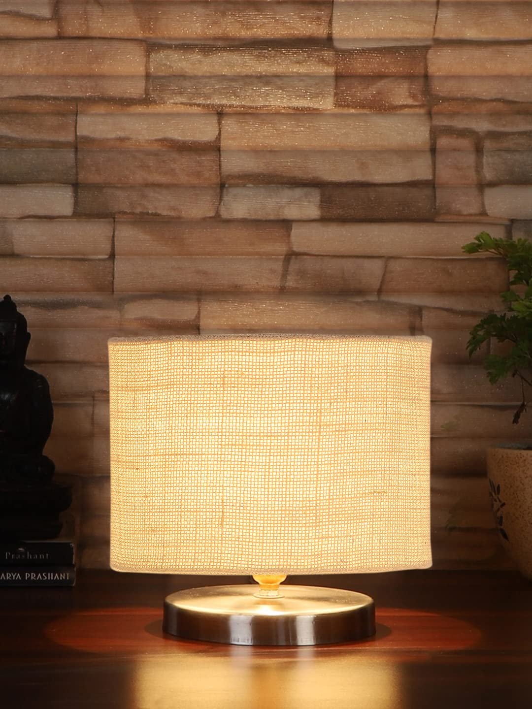 White Jute Table lamp with Steel Base