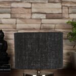 Black Jute Table Lamp with Steel Base