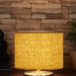 Yellow Jute Table Lamp with Steel Base