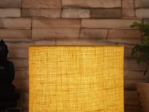 Yellow Jute Table Lamp with Steel Base