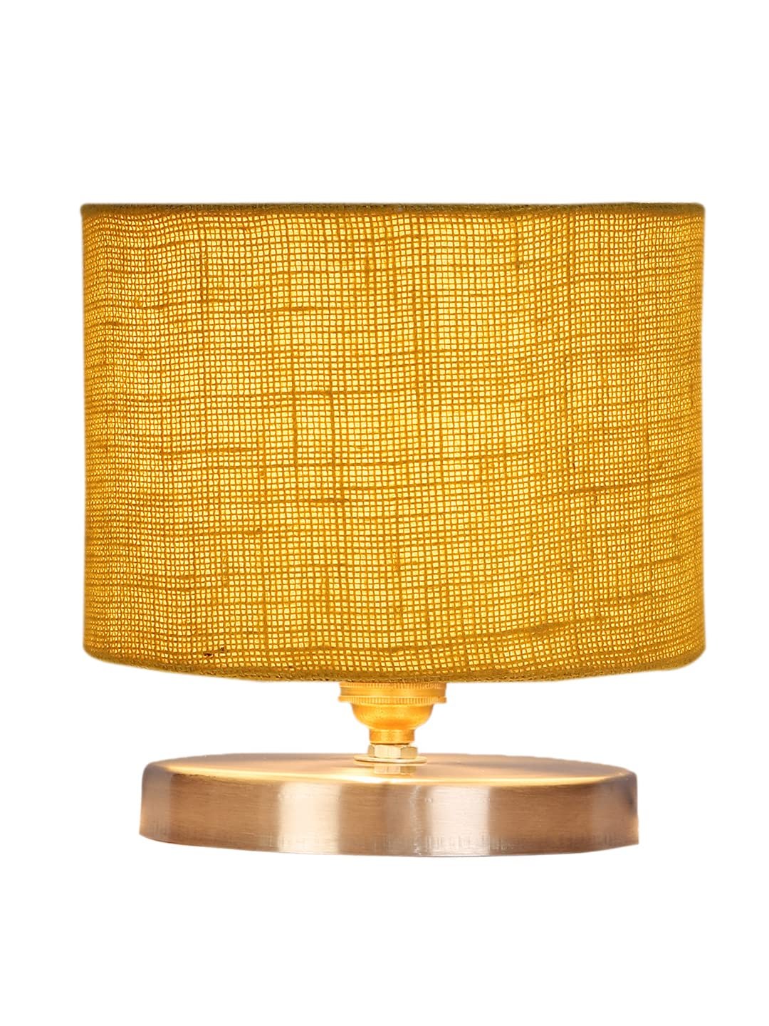 Yellow Jute Table Lamp with Steel Base