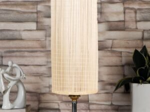 Round Bamboo Table lamp with Steel Base -38