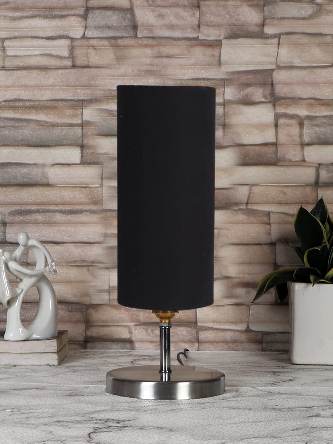Black Cotton Table lamp with Steel Base -42