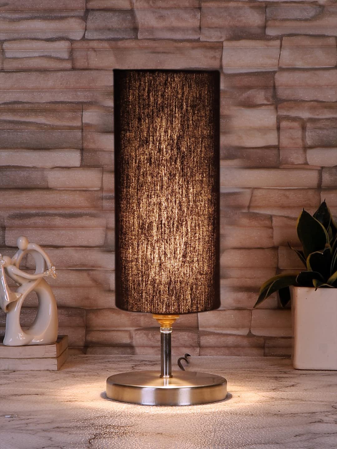 Black Cotton Table lamp with Steel Base -42