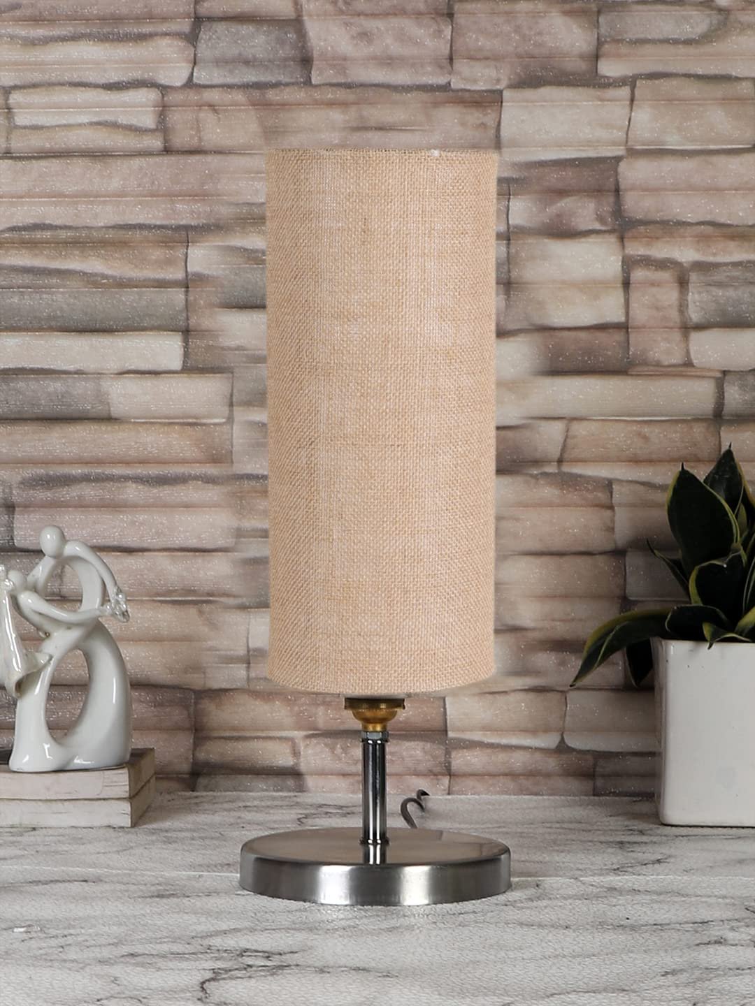 Beige Jute Table lamp with Steel Base -48