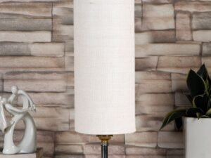 White Jute Table lamp with Steel Base -49