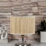 Round Bamboo Table lamp with Steel Base -56