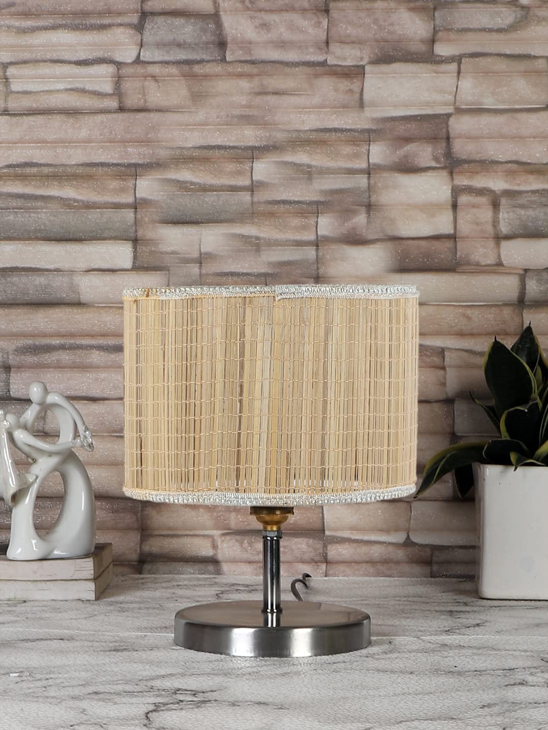 Round Bamboo Table lamp with Steel Base -56