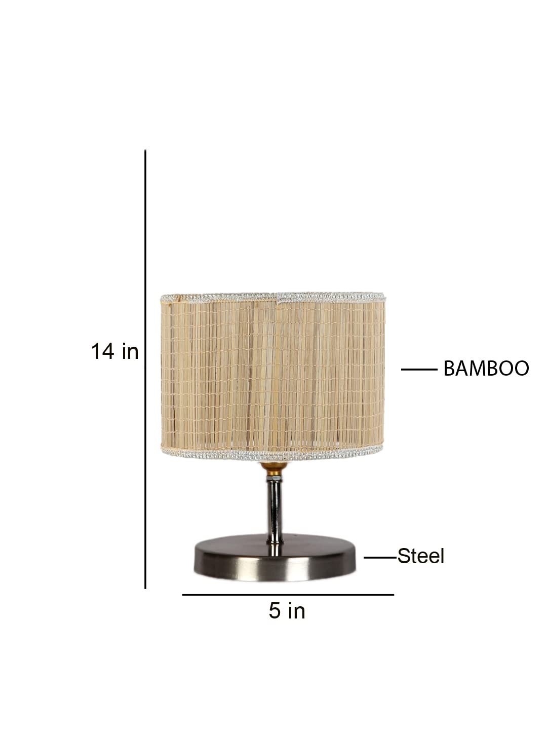 Round Bamboo Table lamp with Steel Base -56