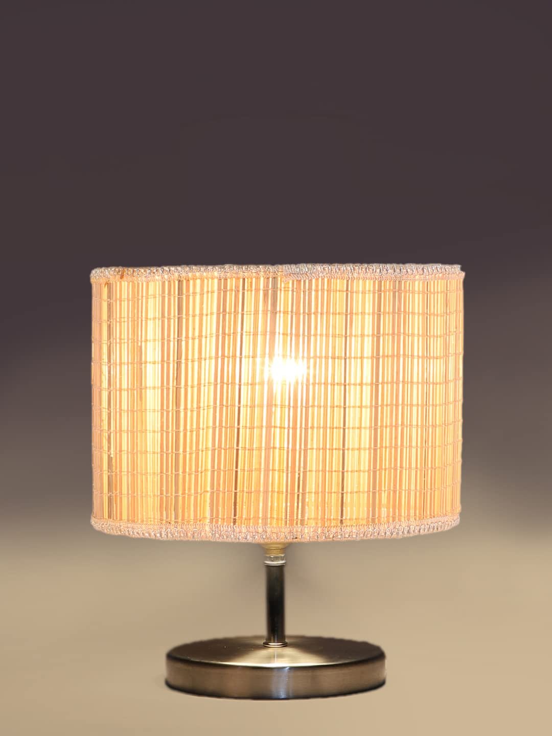 Round Bamboo Table lamp with Steel Base -56