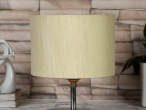 Off-White Cotton Table lamp with Steel Base -57