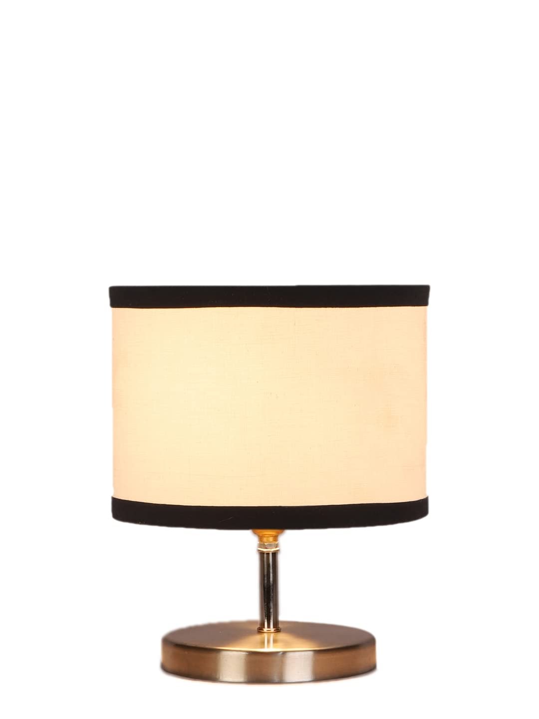 White & Black Cotton Table lamp with Steel Base -63