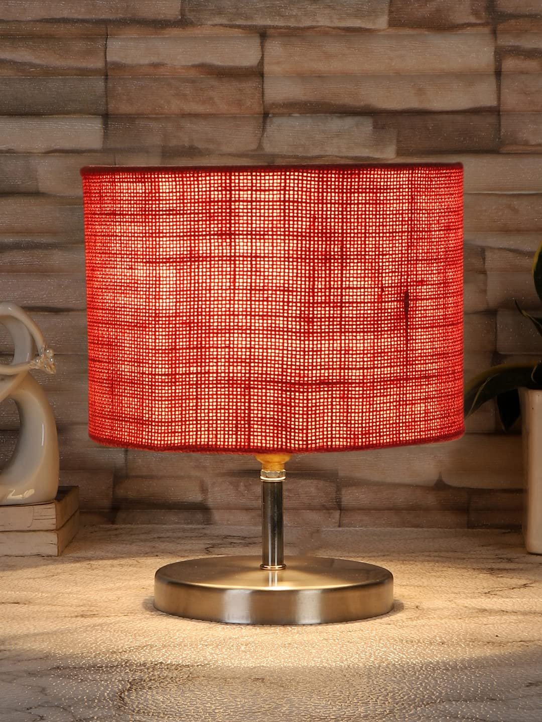 Pink Jute Table lamp with Steel Base -66