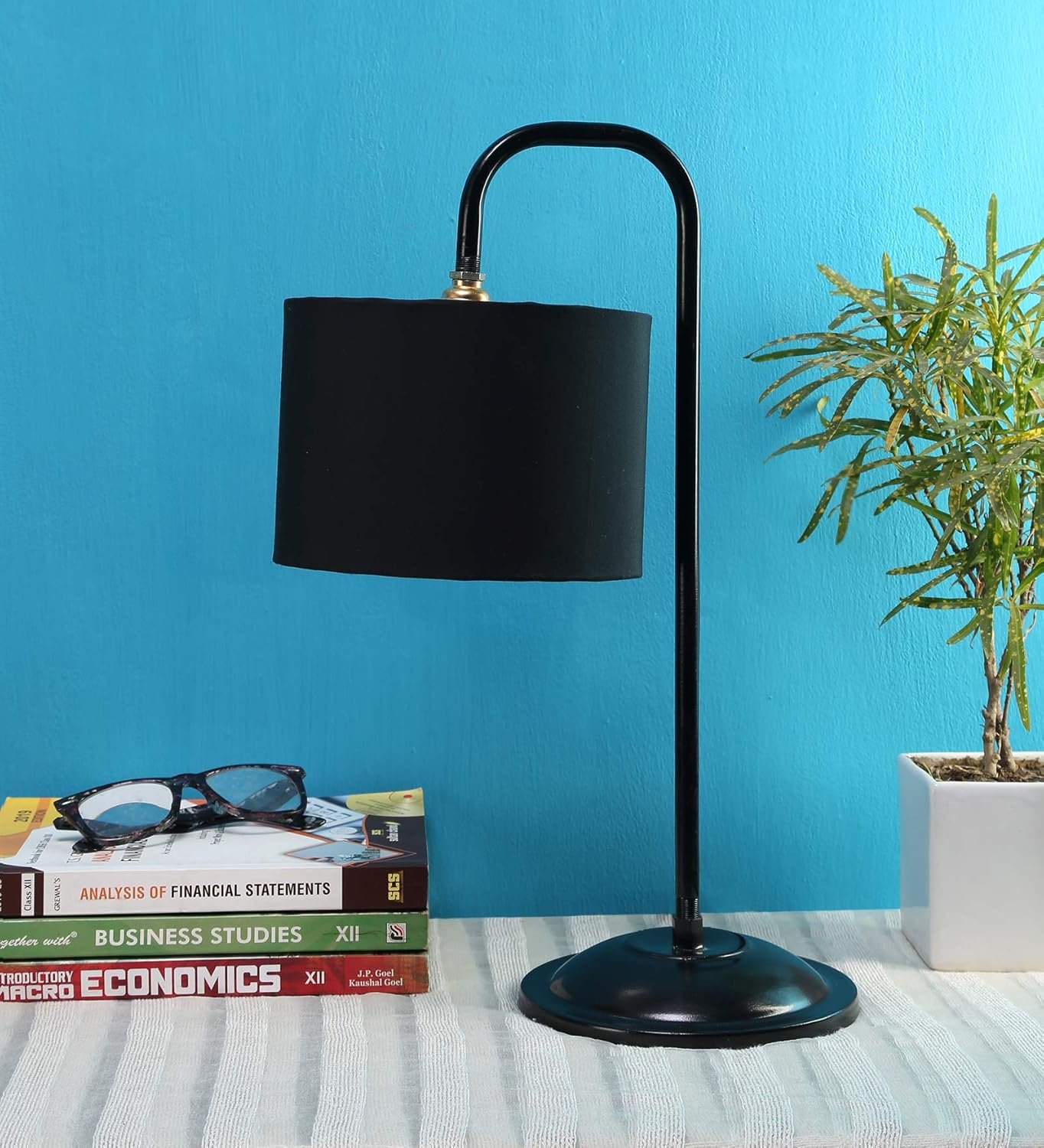 Black Cotton Table LAMP with Black Base