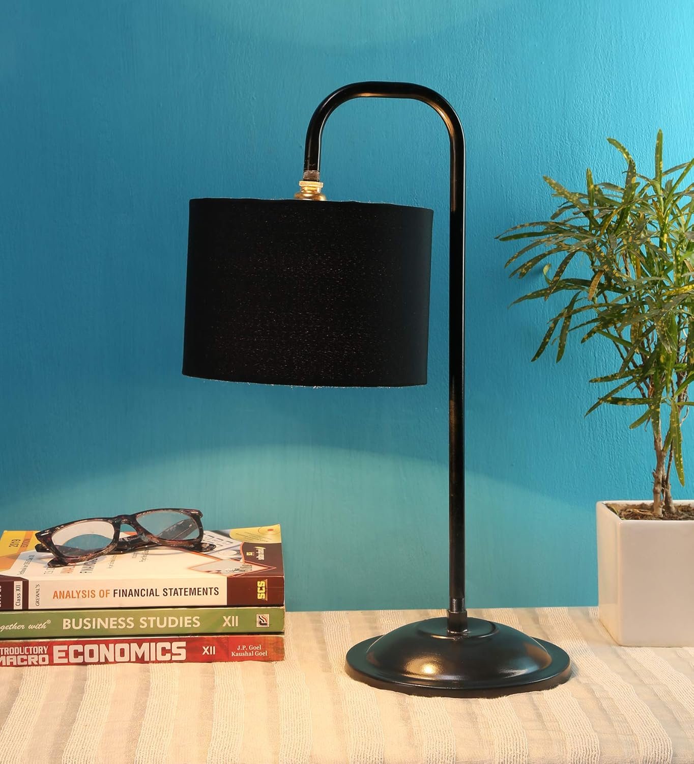 Black Cotton Table LAMP with Black Base