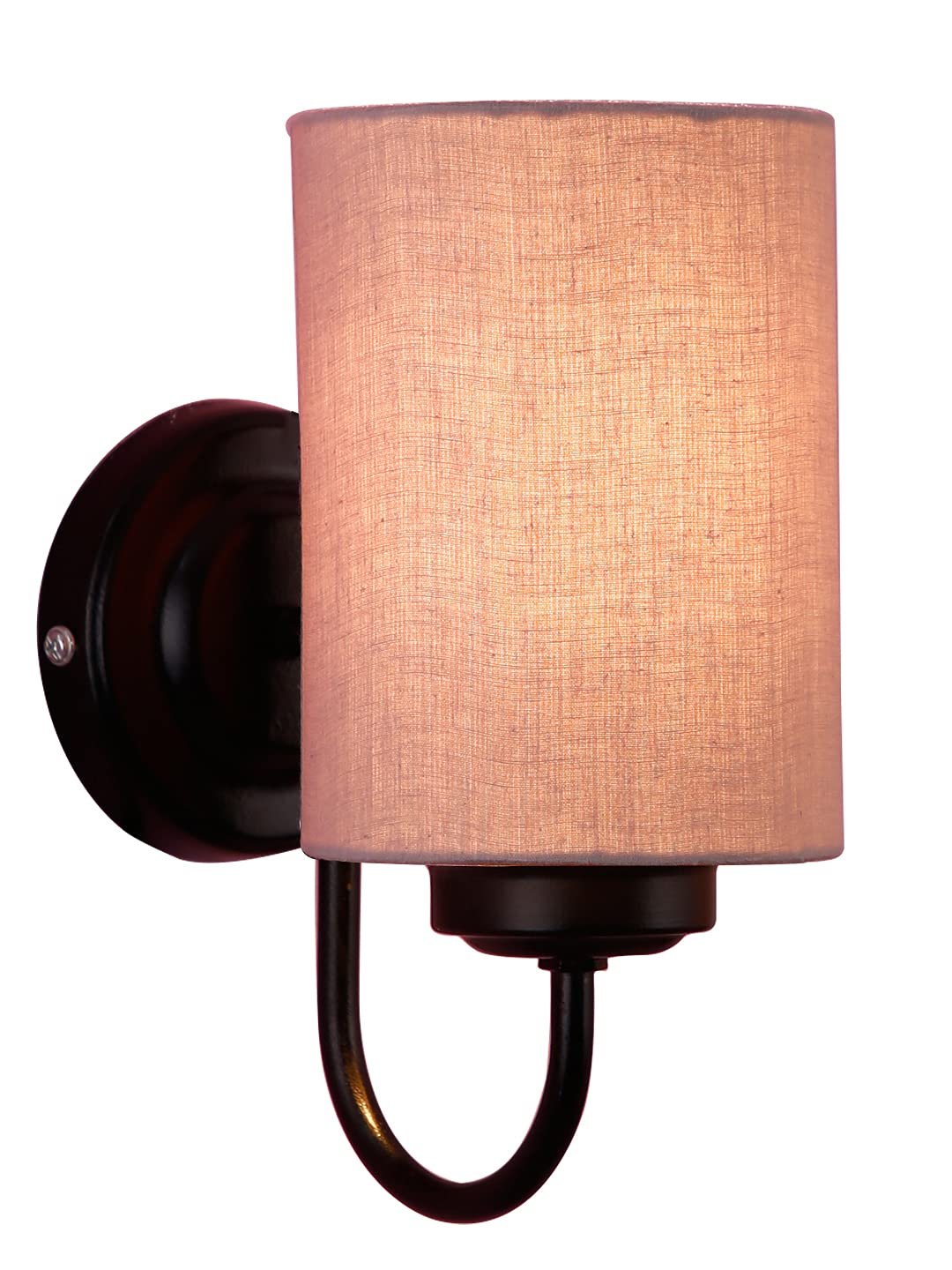 Grey Cotton Wall Mounted lamp with Black Base