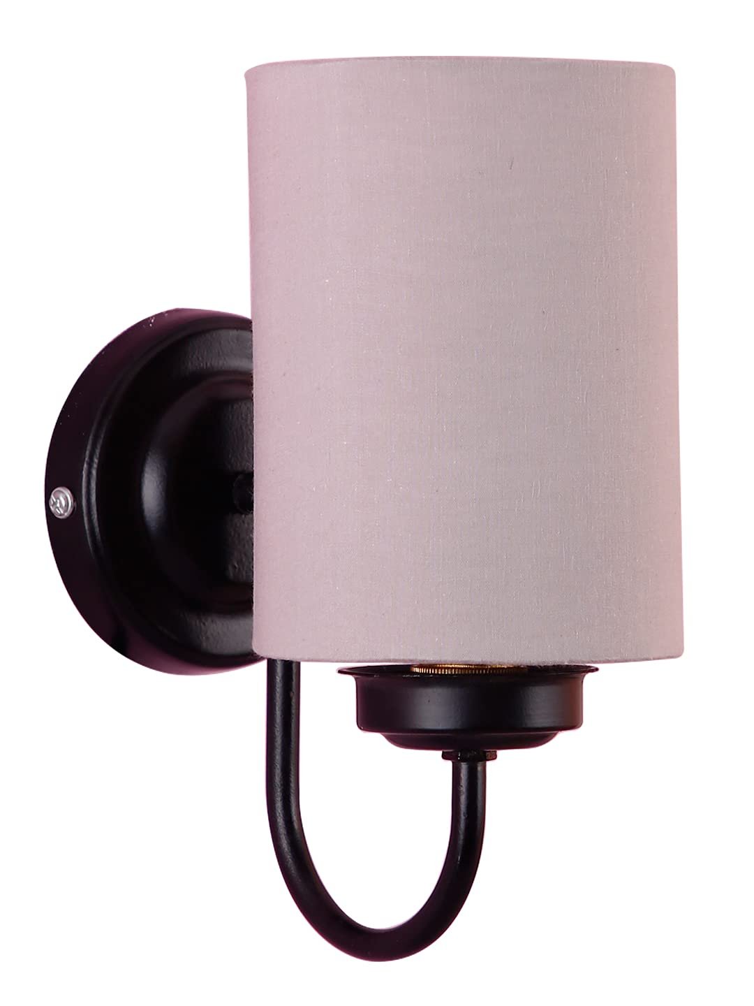 Grey Cotton Wall Mounted lamp with Black Base