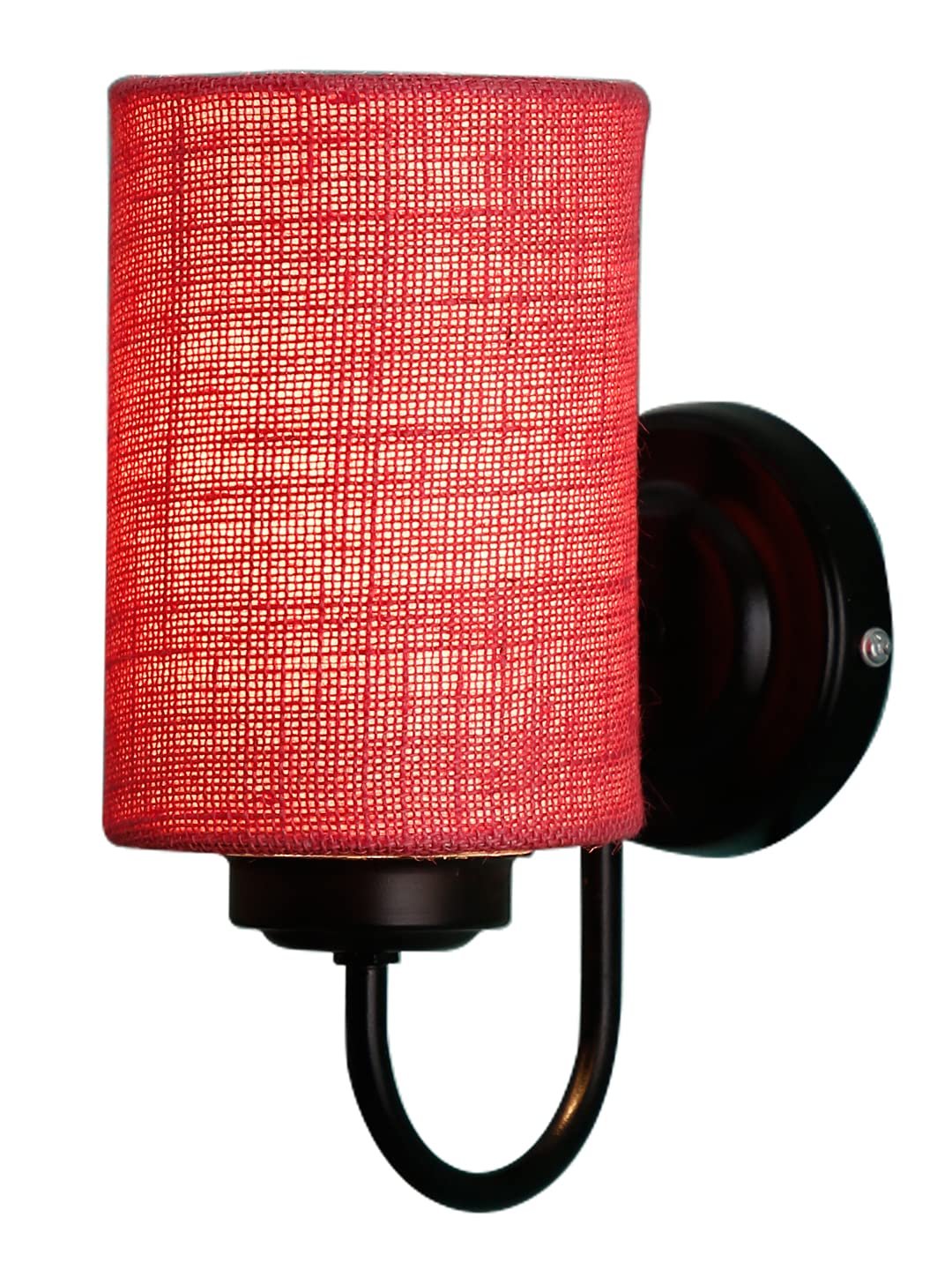 Pink Jute Wall Mounted lamp with Black Base