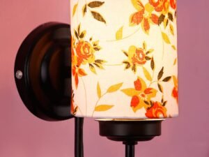 Multicolor Cotton Wall Mounted lamp with Black Base,V48