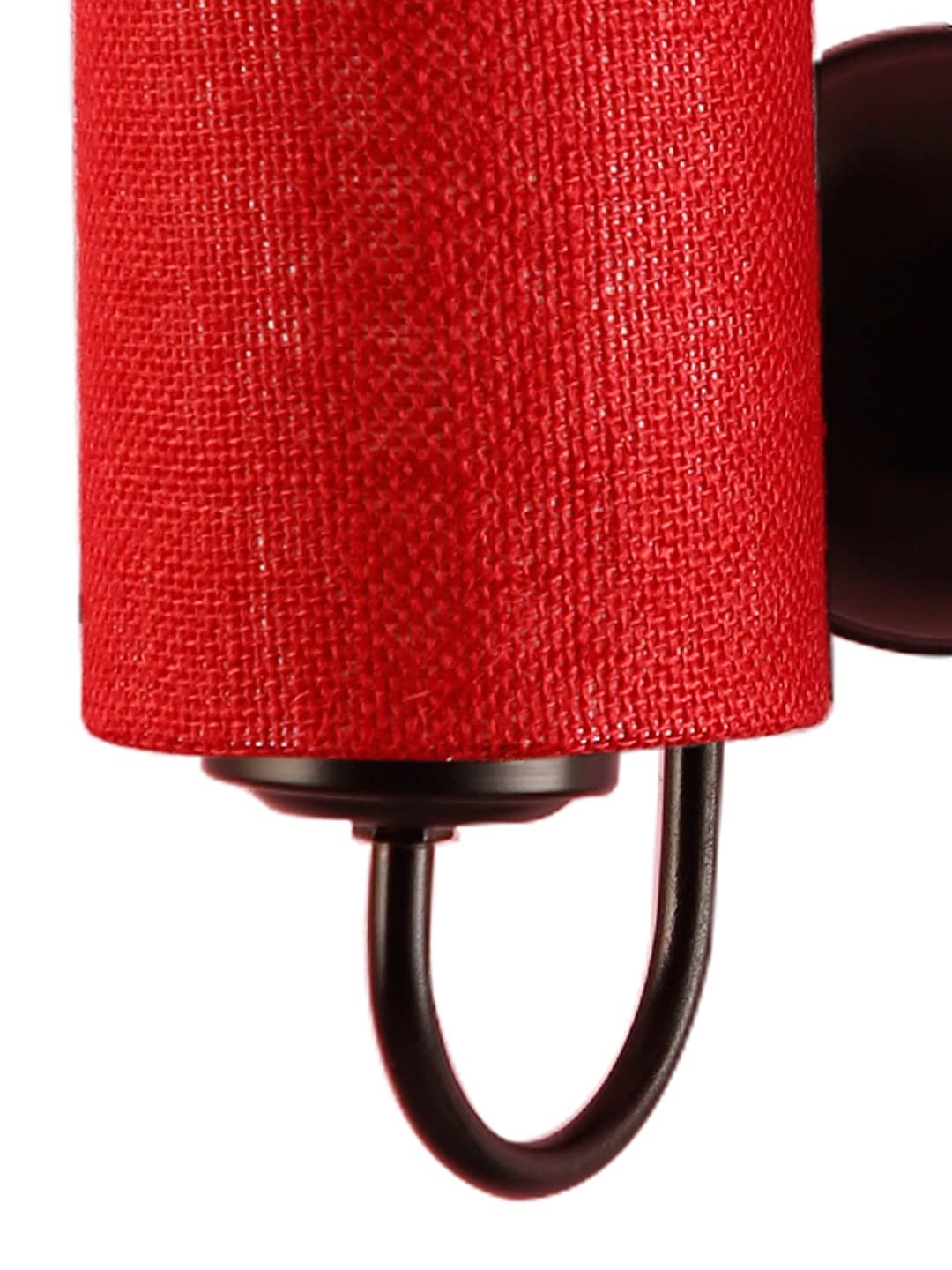 Maroon Jute Double Wall Mounted lamp with Black Base