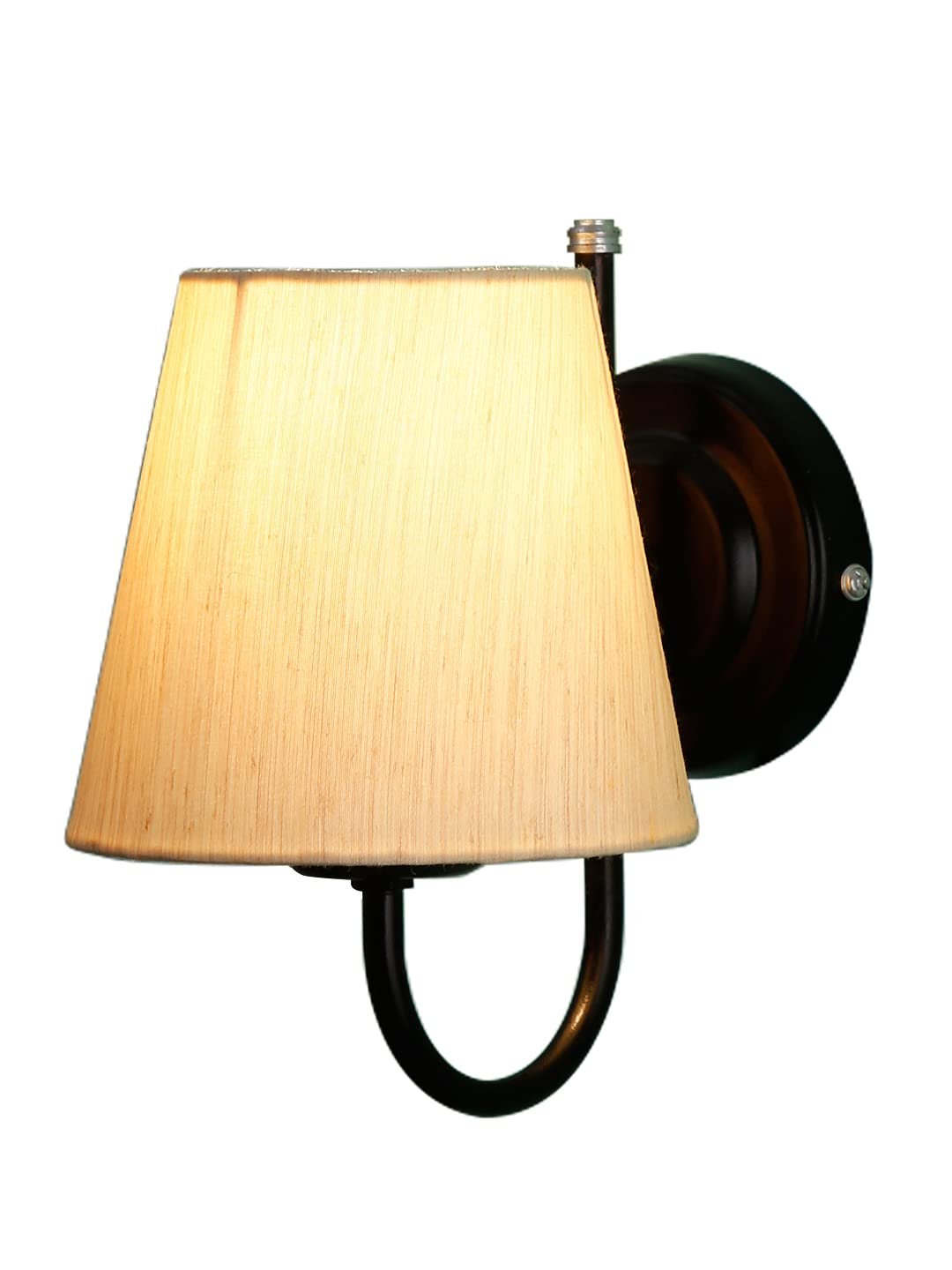 Off-White conical Cotton Wall Mounted lamp with Black Base