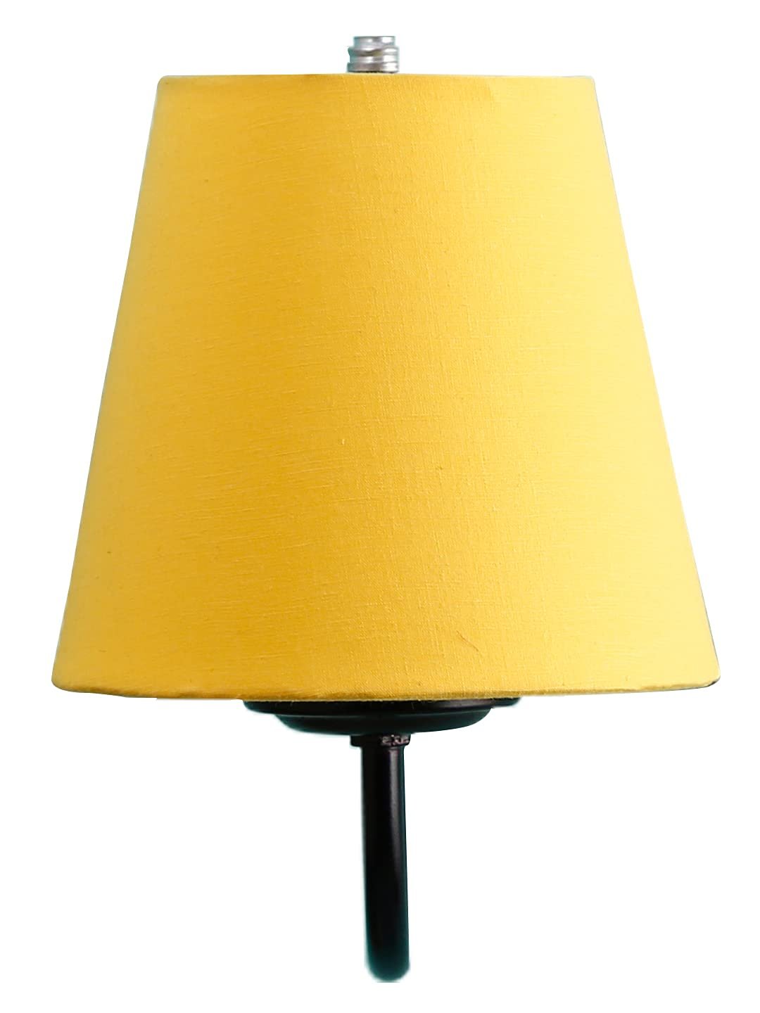 Yellow conical Cotton Wall Mounted lamp with Black Base