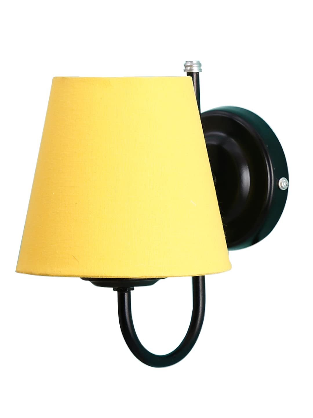 Yellow conical Cotton Wall Mounted lamp with Black Base