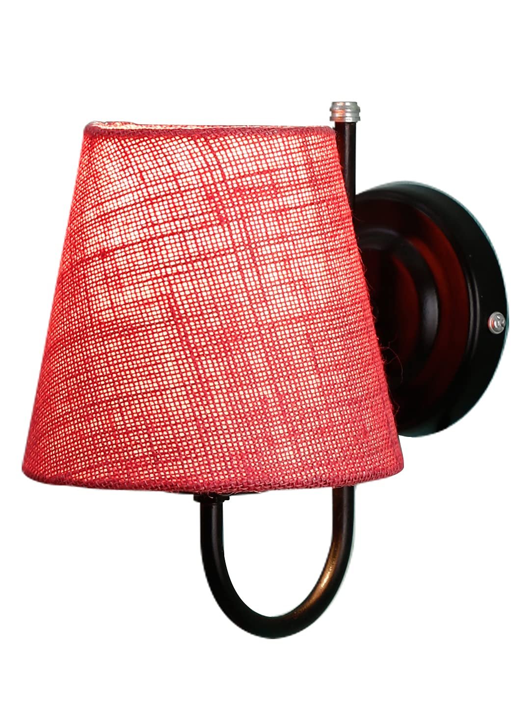 Pink Jute conical Wall Mounted lamp with Black Base