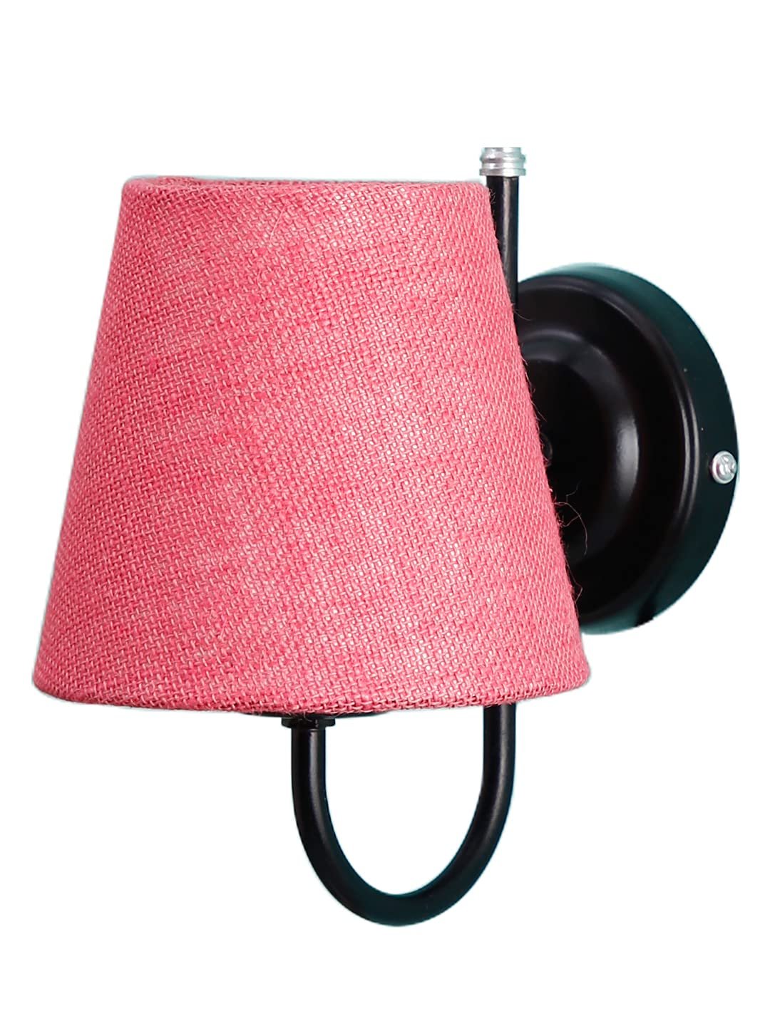 Pink Jute conical Wall Mounted lamp with Black Base