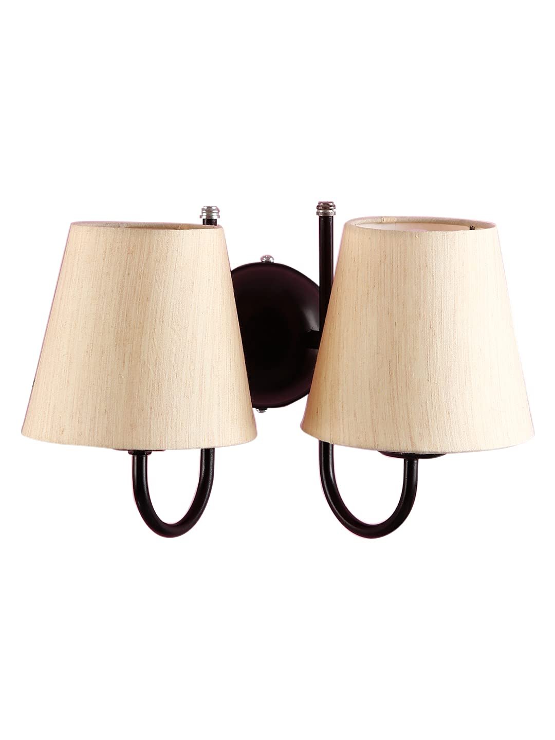 Off-White conical Cotton Double Wall Mounted lamp with Black Base