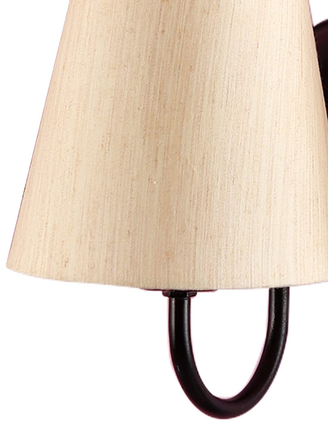 Off-White conical Cotton Double Wall Mounted lamp with Black Base