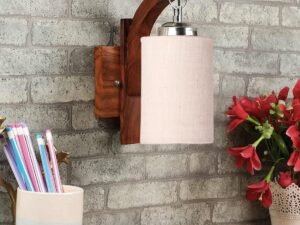 Wooden Wall Lamp, Wall Decor, Wall Hanging Wood Light lamp,Vintage Wall Lamps, Industrial Wall Lights Decorative Home, Living Room, Indoor Outdoor Lighting-White Jute Shade