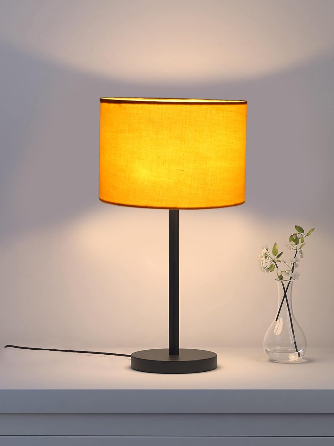Black Night Table Lamp for Bedroom | Elegant Bedside Lamp with Warm LED Light & Stylish Design - Model VD28