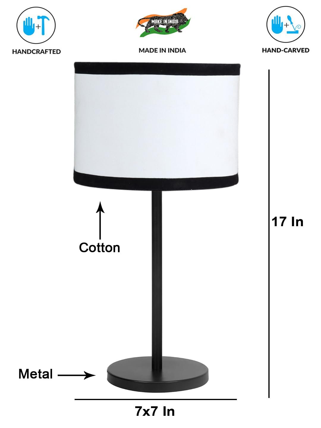 Black Night Table Lamp for Bedroom | Elegant Bedside Lamp with Warm LED Light & Stylish Design - Model VD30