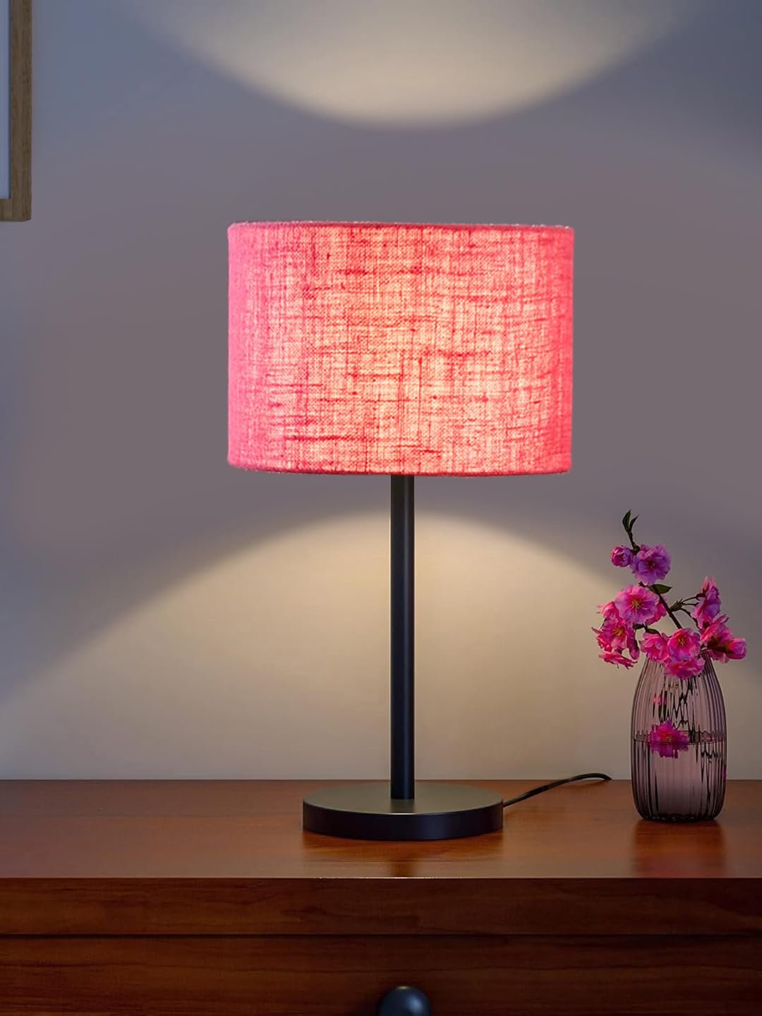 Black Night Table Lamp for Bedroom | Elegant Bedside Lamp with Warm LED Light & Stylish Design - Model VD33