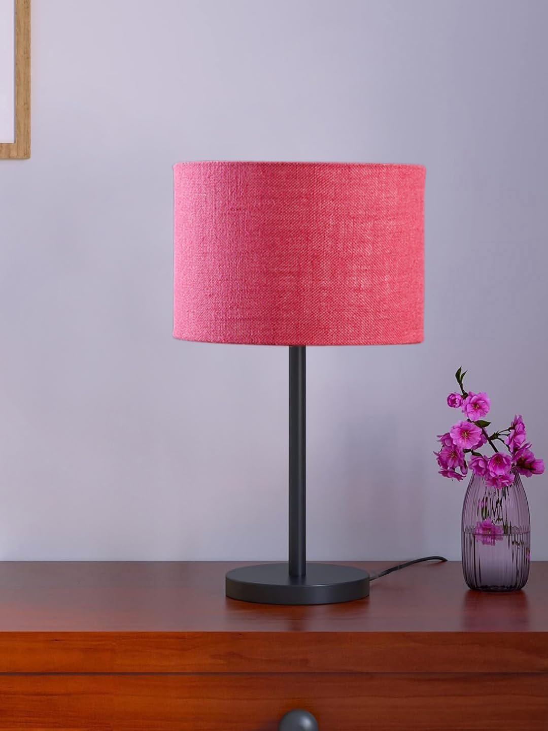 Black Night Table Lamp for Bedroom | Elegant Bedside Lamp with Warm LED Light & Stylish Design - Model VD33