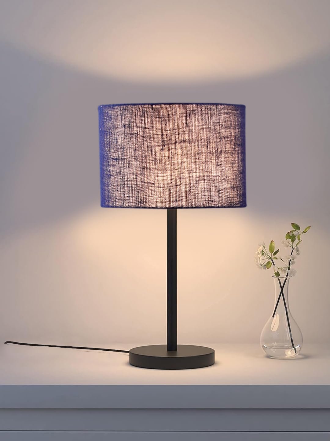 Black Night Table Lamp for Bedroom | Elegant Bedside Lamp with Warm LED Light & Stylish Design - Model VD35