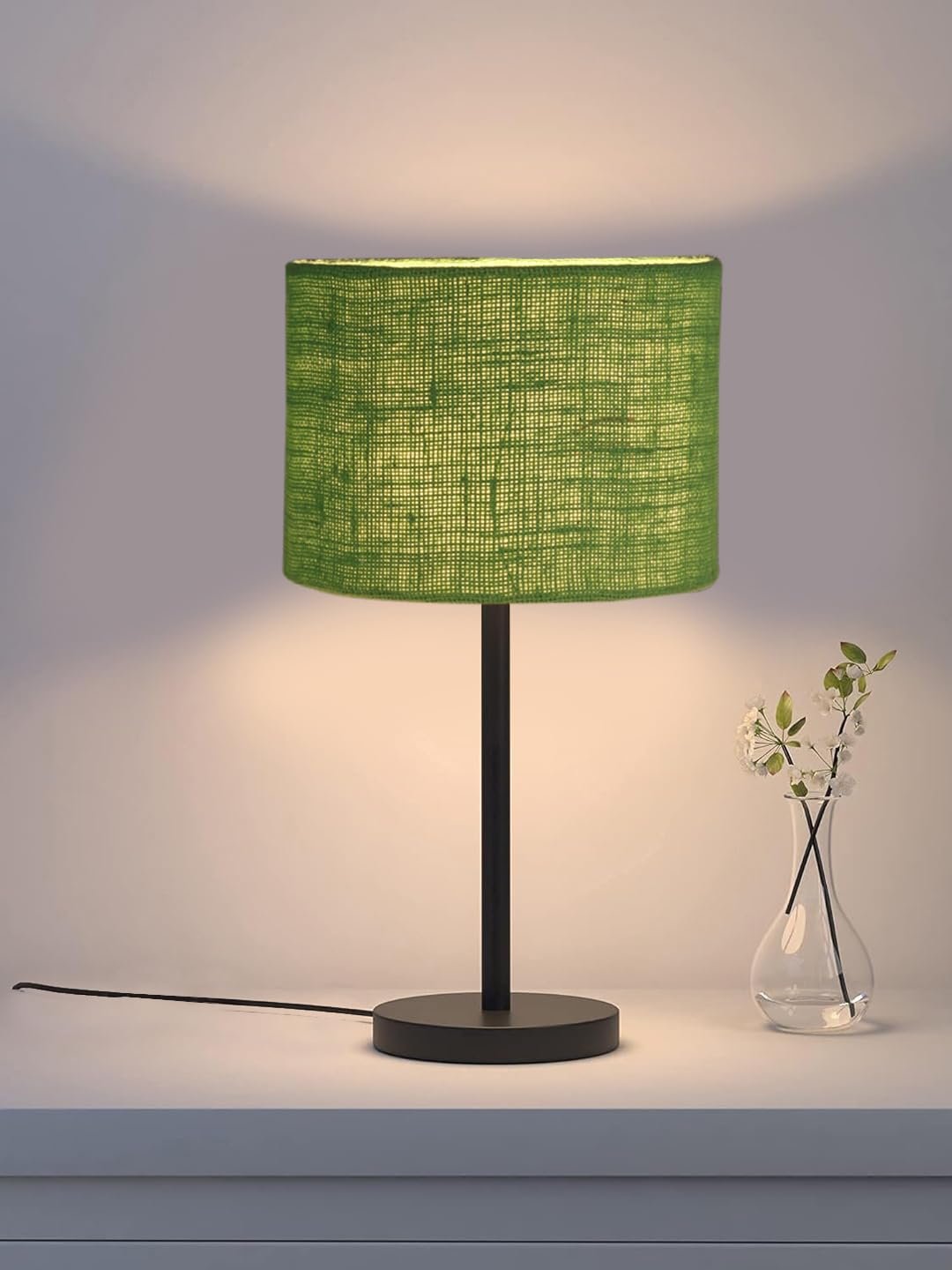 Black Night Table Lamp for Bedroom | Elegant Bedside Lamp with Warm LED Light & Stylish Design - Model VD39