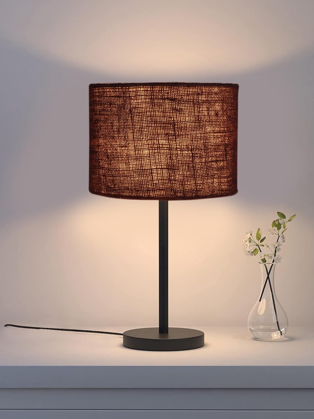 Black Night Table Lamp for Bedroom | Elegant Bedside Lamp with Warm LED Light & Stylish Design - Model VD40