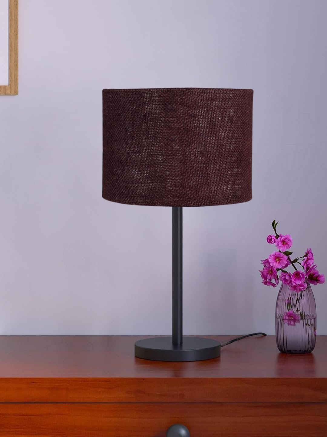 Black Night Table Lamp for Bedroom | Elegant Bedside Lamp with Warm LED Light & Stylish Design - Model VD40