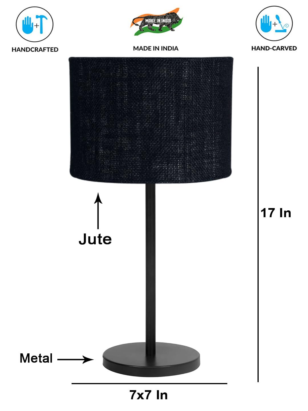 Black Night Table Lamp for Bedroom | Elegant Bedside Lamp with Warm LED Light & Stylish Design - Model VD41
